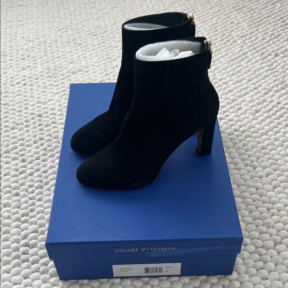 Stuart Weitzman Black Delphine Heeled Boots